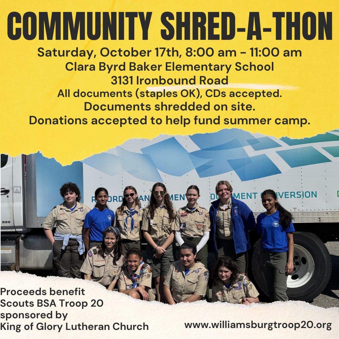 Scouts BSA Troop 20 Community Shred Event